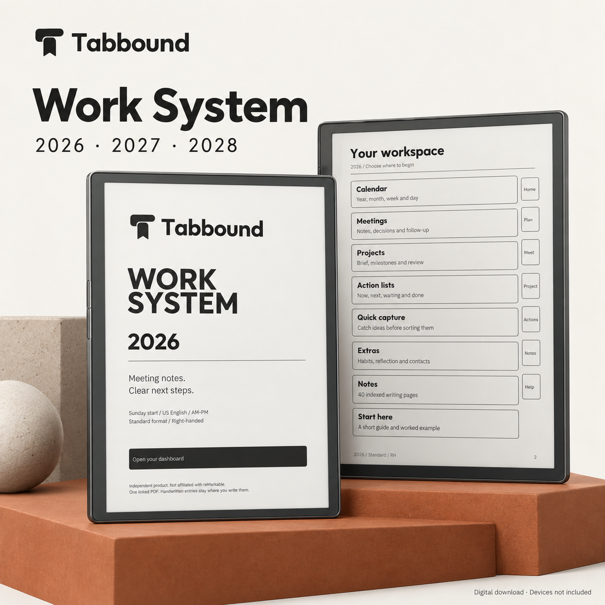The Work System dashboard on a reMarkable