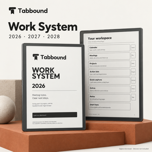 The Work System dashboard on a reMarkable